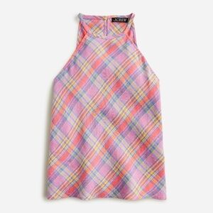 NWOT New J.Crew Amber 100% Linen Top in Sunset Plaid Sz Small